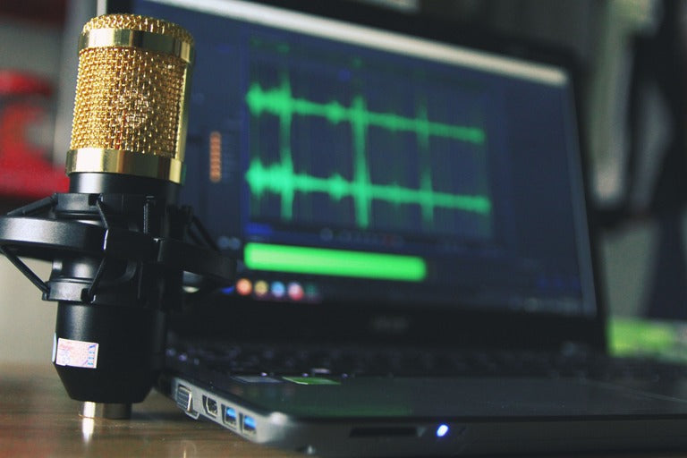 Podcast Microphone and Editing on Computer